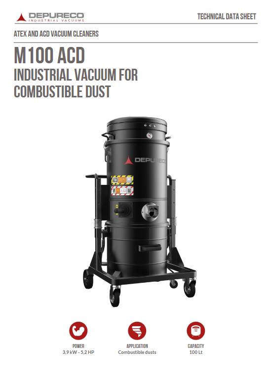 M100 ACD Industrial Vacuum for Combustible Dust